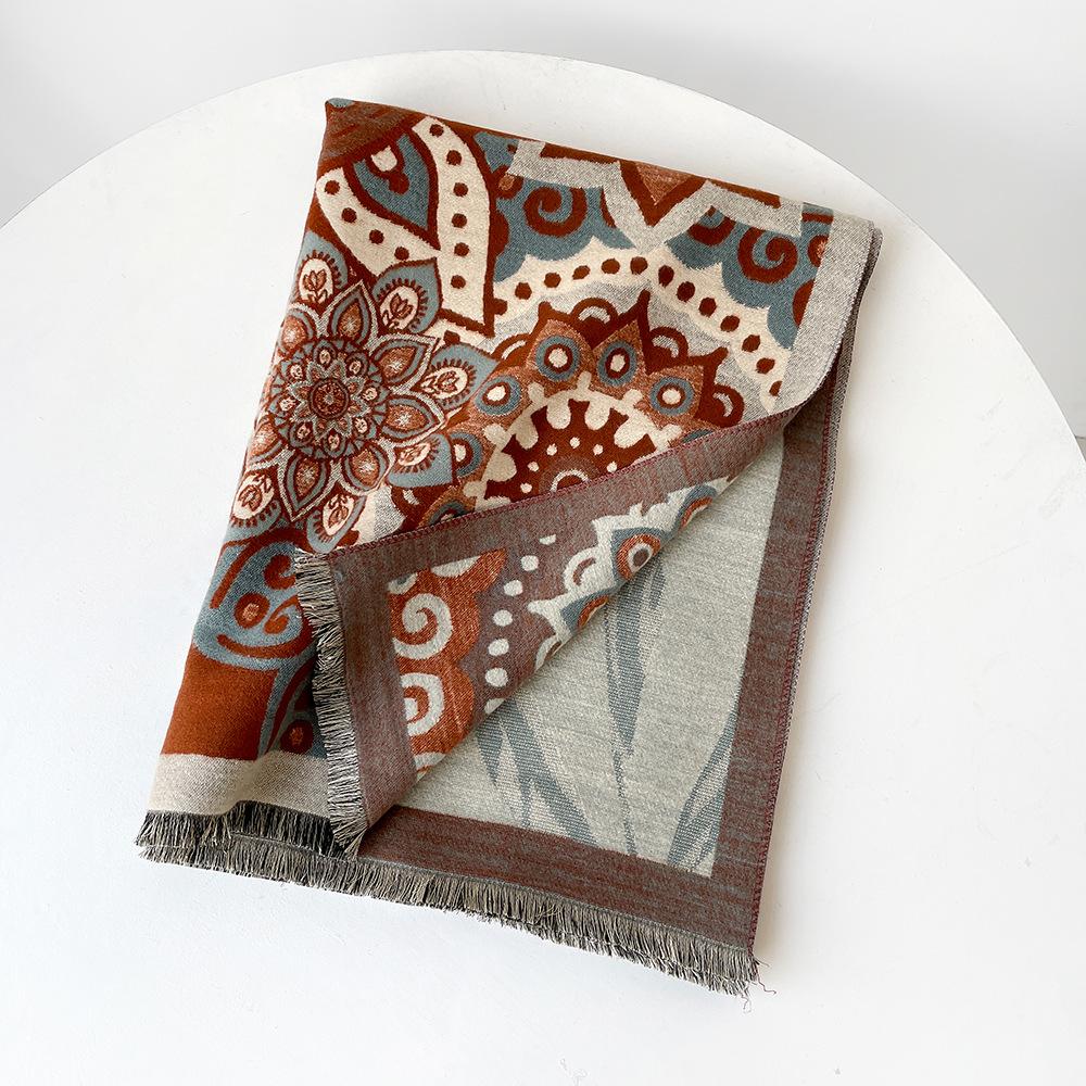 New autumn and winter scarf shawl retro exotic imitation cashmere scarf temperament shawl