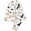 2026 Long Sleeve Cat Pajamas Set Middle-Aged Women Milk Silk Loungewear S-XL