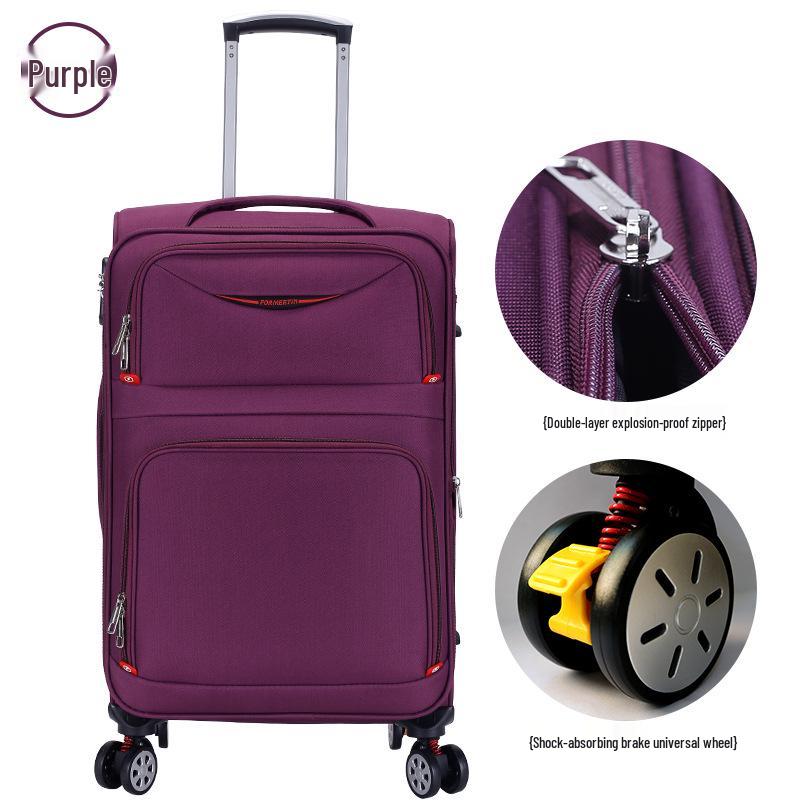 20-Inch Oxford Cloth Trolley Case with Universal Wheels, Leather Suitcase, Password Lock, Carry-On Luggage for Men and Women
