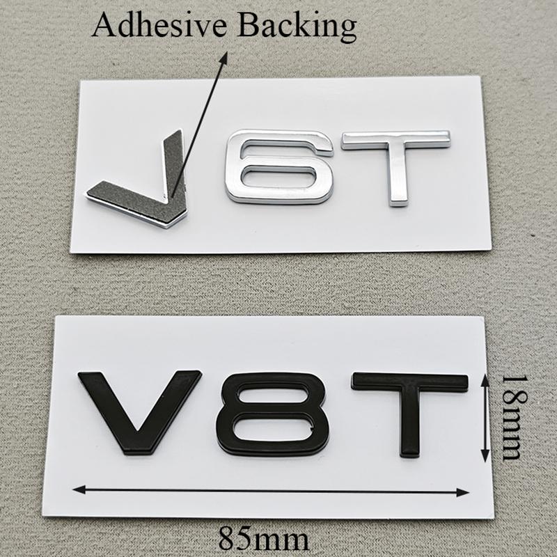 3D ABS Car Letters Rear Trunk Badge Logo V6T V8T Sticker Emblem Decal For Audi S4 S5 S6 S7 RS6 RS7 Q7 Q8 A5 A6 A7 A8 Accessories