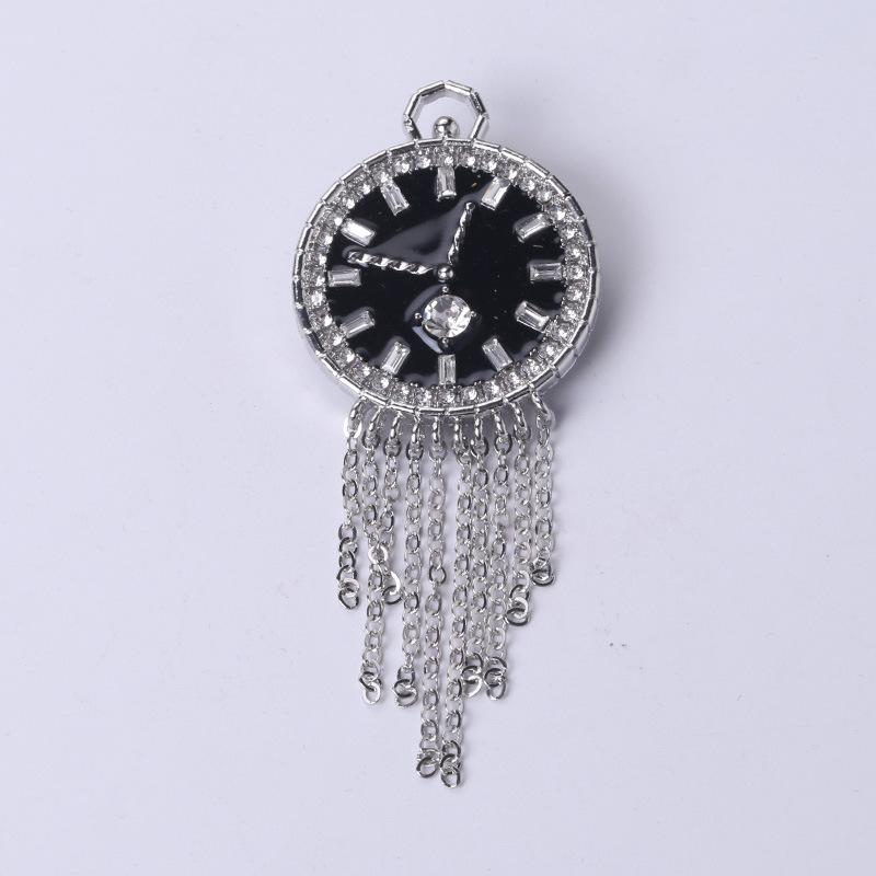 

Креативная брошь-часы с бахромой, модный индивидуальный корсаж с каплями бриллиантов, булавка для одежды серебряный