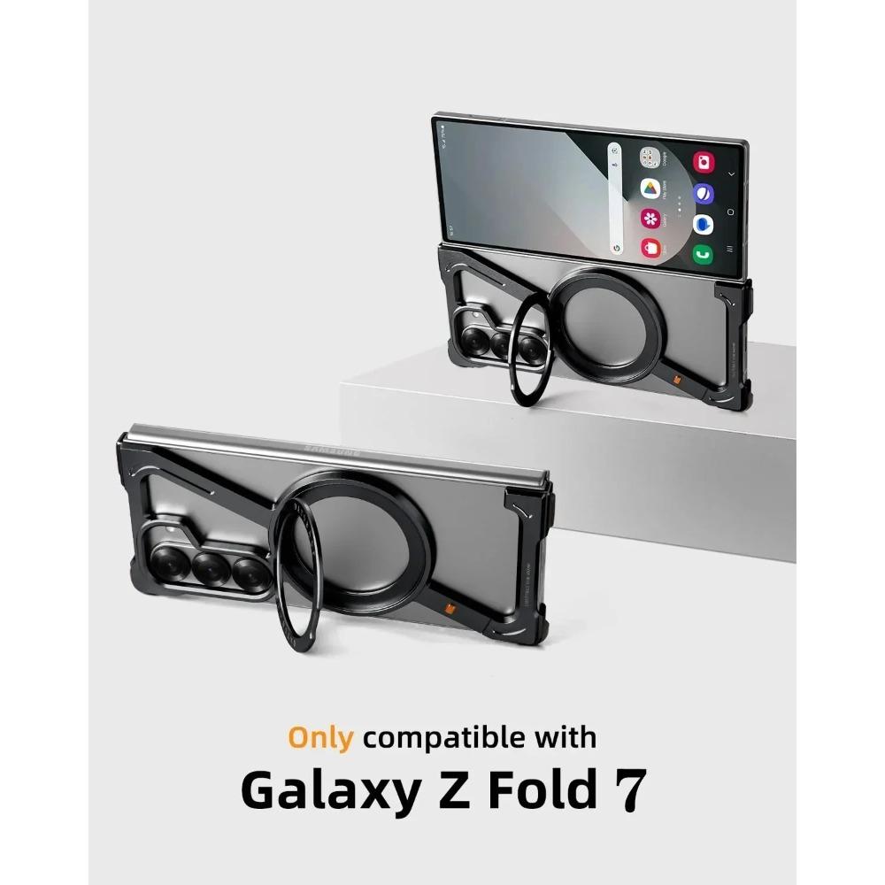 Frameless Case For Samsung Galaxy Z Fold 7 6 5 For Magsafe With 360°Rotating Magnetic Stand Metal Shockproof Protect Phone Cover