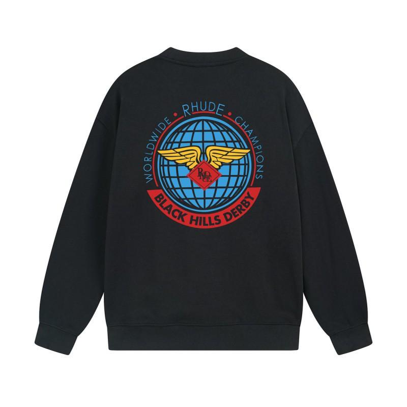 Rhude Vintage Letter Print Oversized Hoodie Men Women Casual Streetwear Sweatshirt