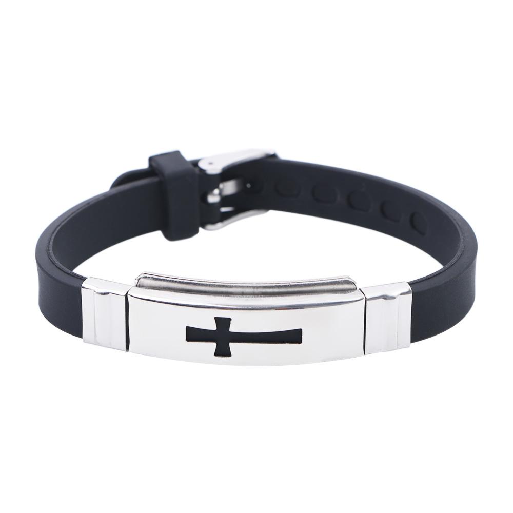 Waterproof Street Wear Women Personality Hui Pattern Cross Korean Hand Rope Men Wristband Silicone Bracelet Jewelry Accessories