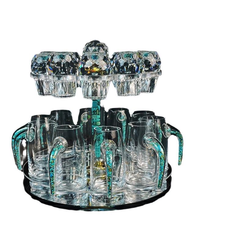 Shangqi Water Drop Turquoise Glass Decanter Set