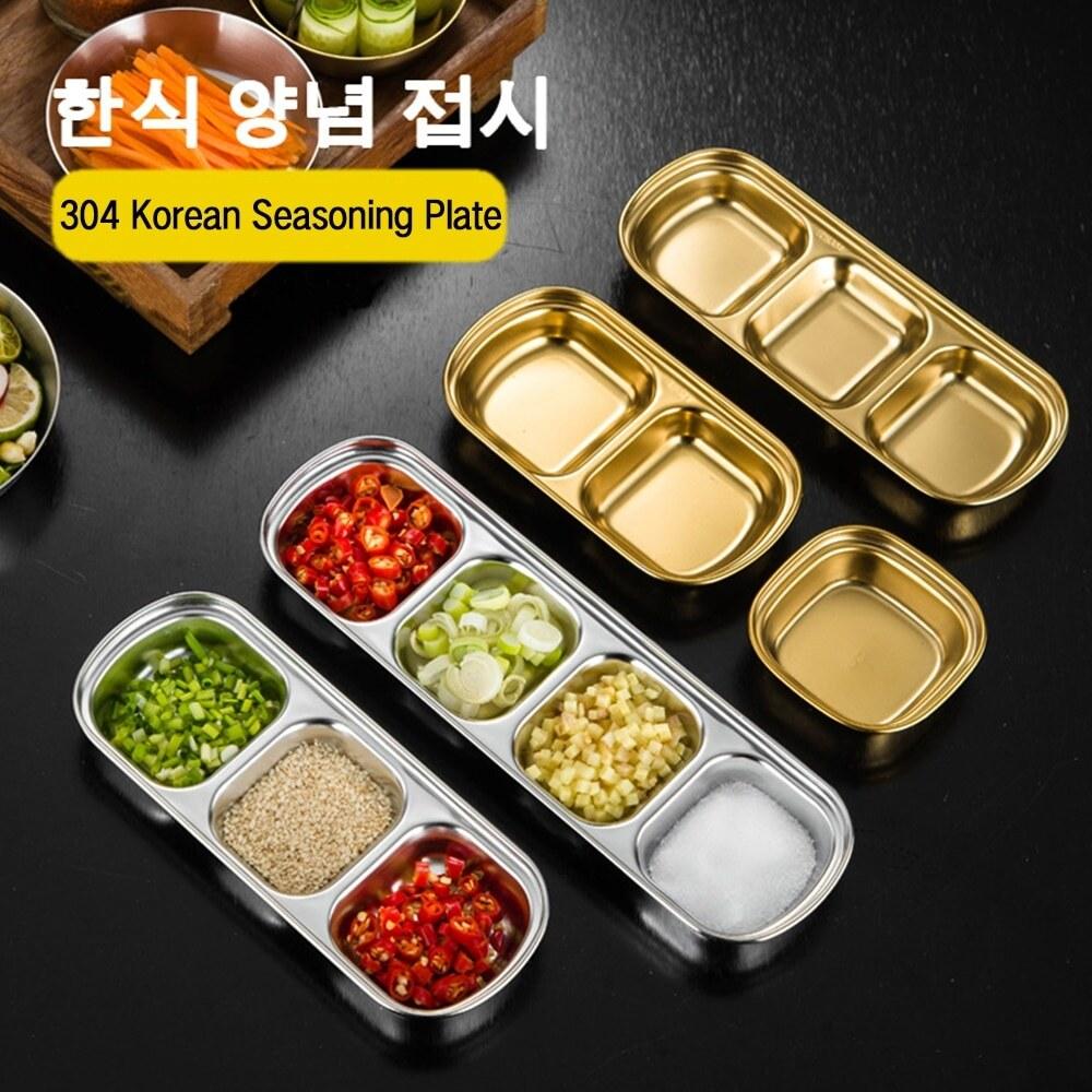 Stainless Steel Seasoning Dish Korean Metal Barbecue Sauce Dipping Dish Plate Kitchen Accessory