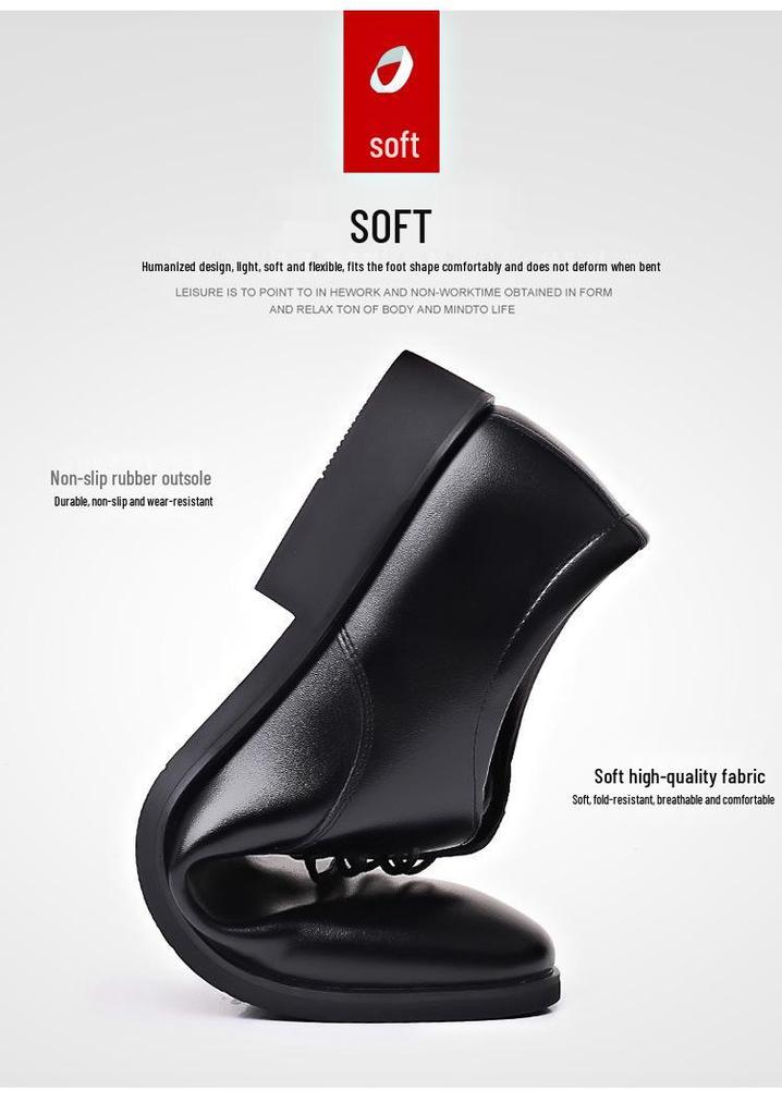 Men's Large Leather Lace-up Formal Shoes - Korean Style Black Work Shoes