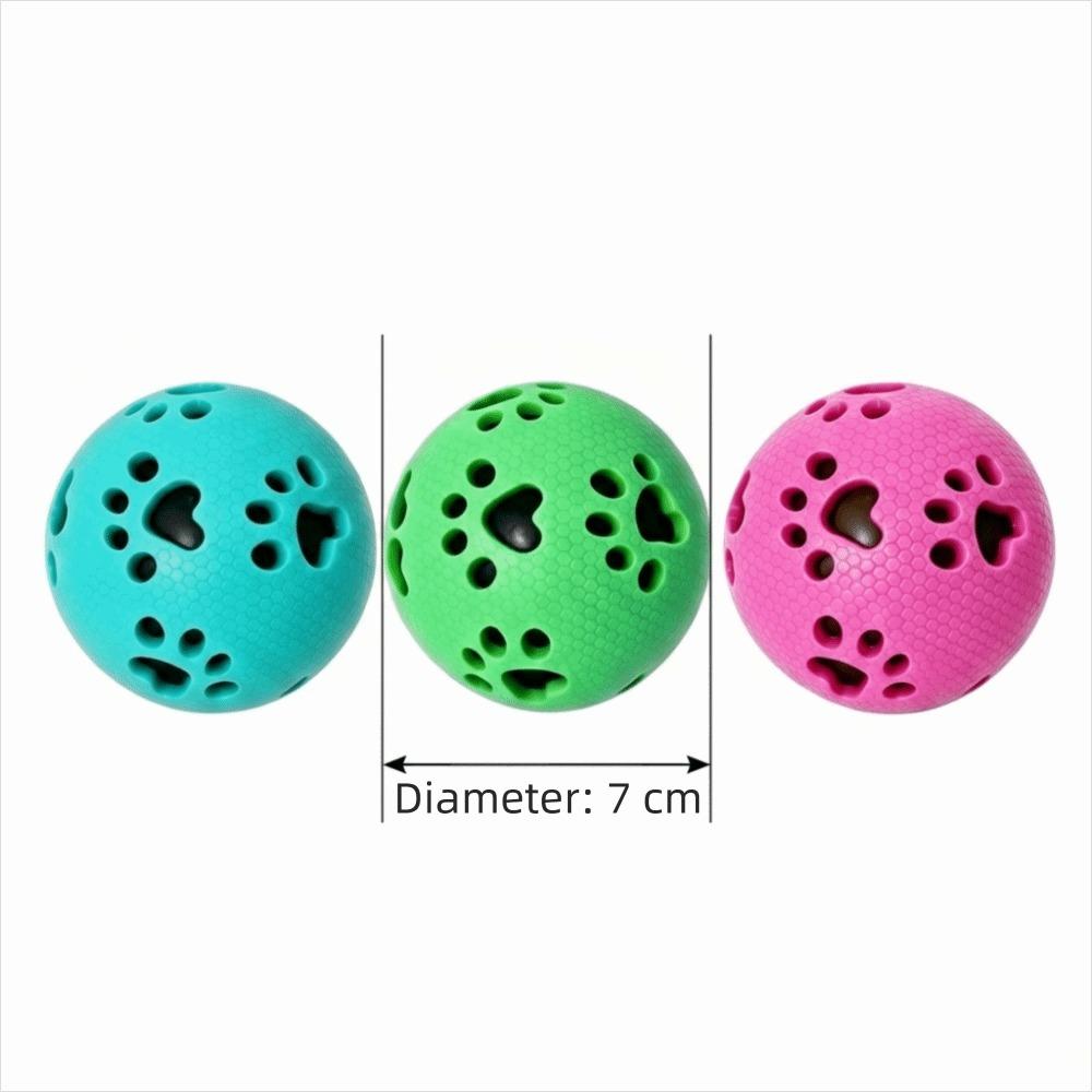 TPR Rubber Treat Dispensing Ball Hollow Hollowed Out Paw Print Ball Teeth Cleaning