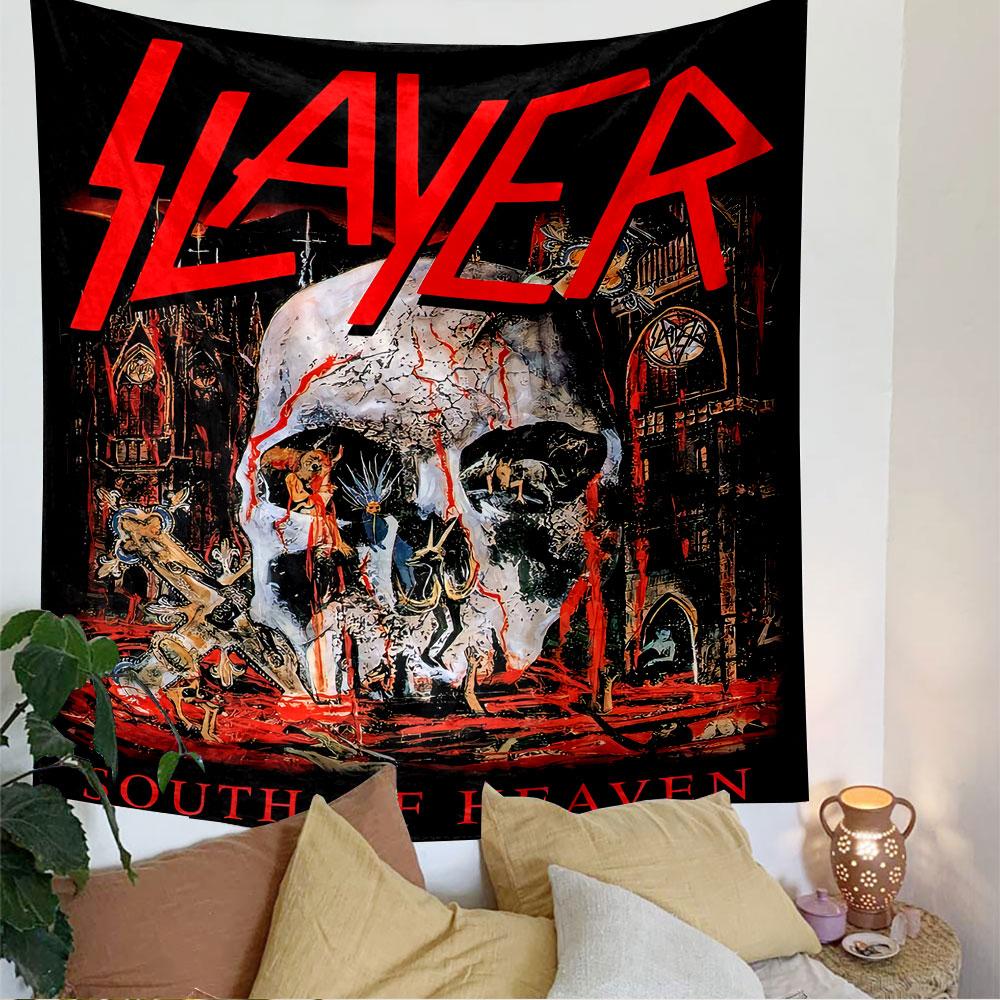 Slayer Tapestry Wall Hanging, South of Heaven Album Poster Art, Rock Wall Decor for Bedroom Living Room Dorm