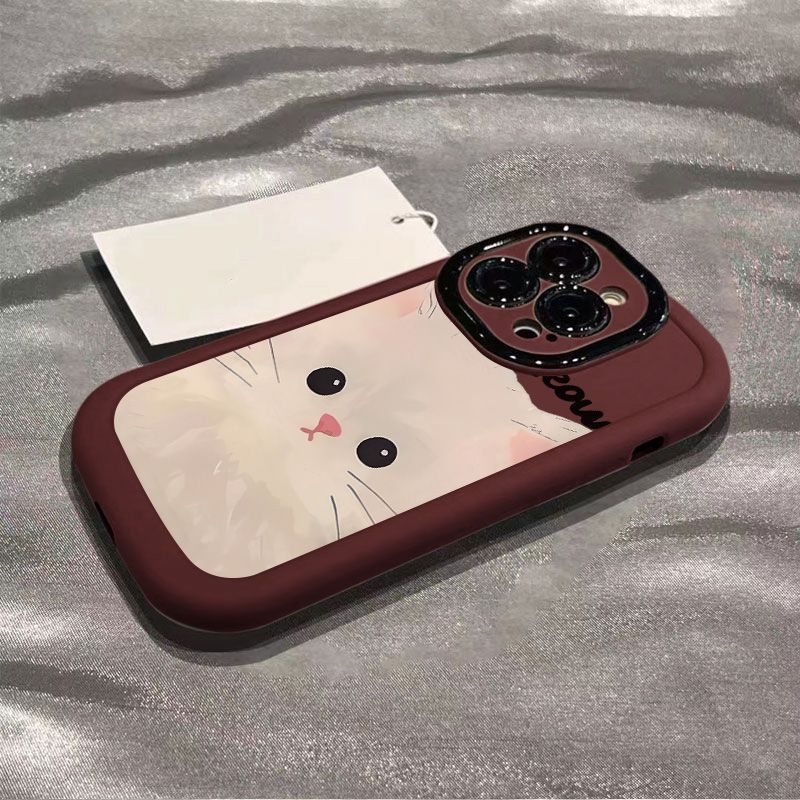 Cartoon Compatible with Apple 15/14 Plus Matte 13 Silicone 12mini Cat 16promax Phone Case
