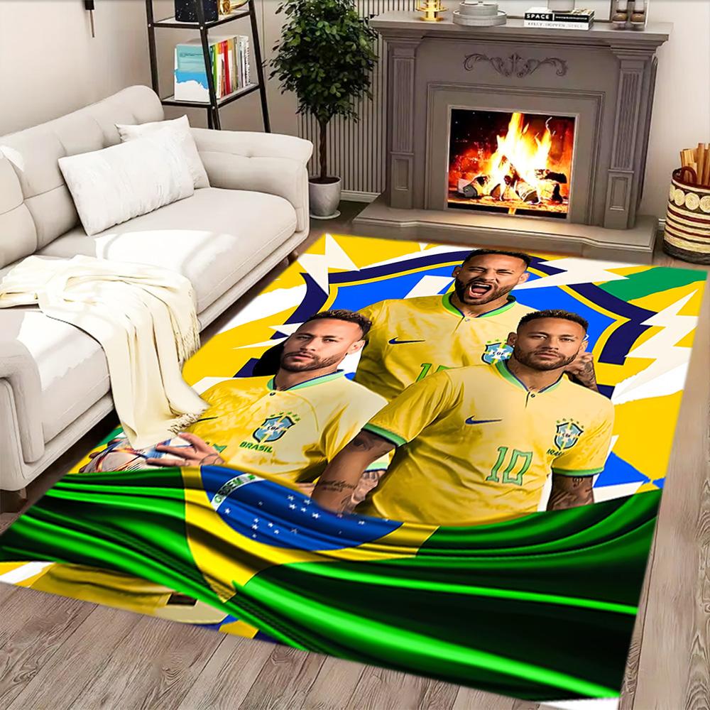 Brazilian Football Stars rug for living rooms, bedrooms, home décor, and as gifts.