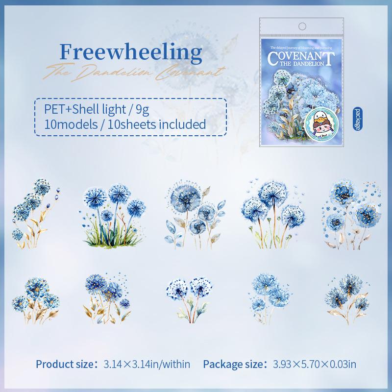 

10 pcs Dandelion stickers DIY Scrapbooking Planner Collage Diary Supplies Aesthetics Sticker Stationery