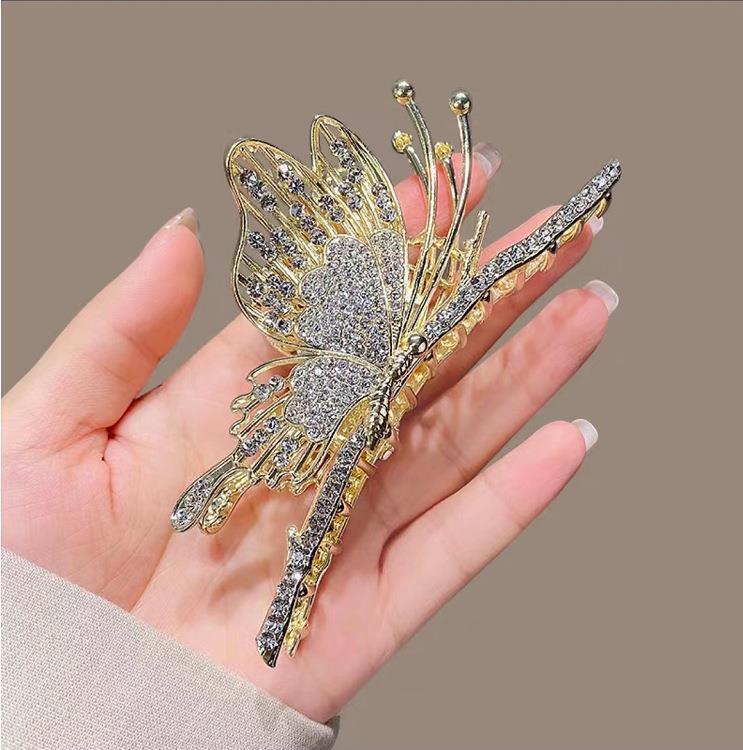 VKME Fashion New Rhinestone Butterfly Hair Clip for Women Jewelry