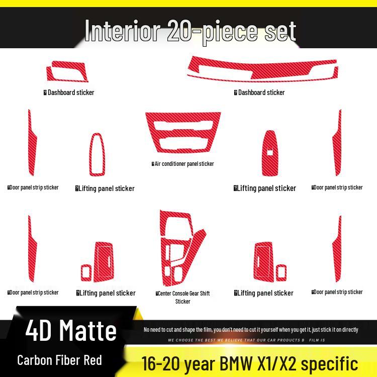 BMW X1/X2 Carbon Fiber Interior Anti-Kick Sticker (2016-2020) - Transparent TPU Console Protector