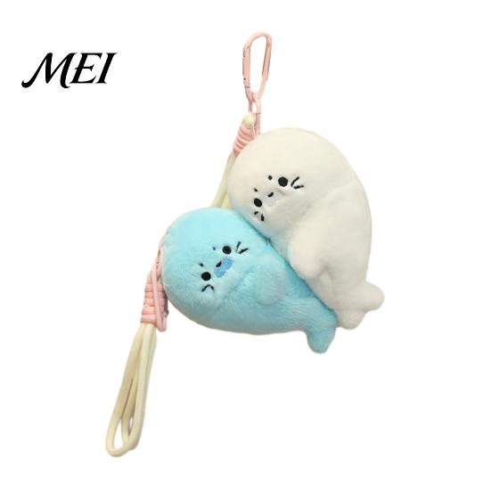 Decorative Magnet for Fridge 1 Pair Cute Baby Seal Plush Keychain, Magnetic Heart Fluffy Keyring, Animal Bag Pendant Soft Stuffed Backpack, Gift Girls
