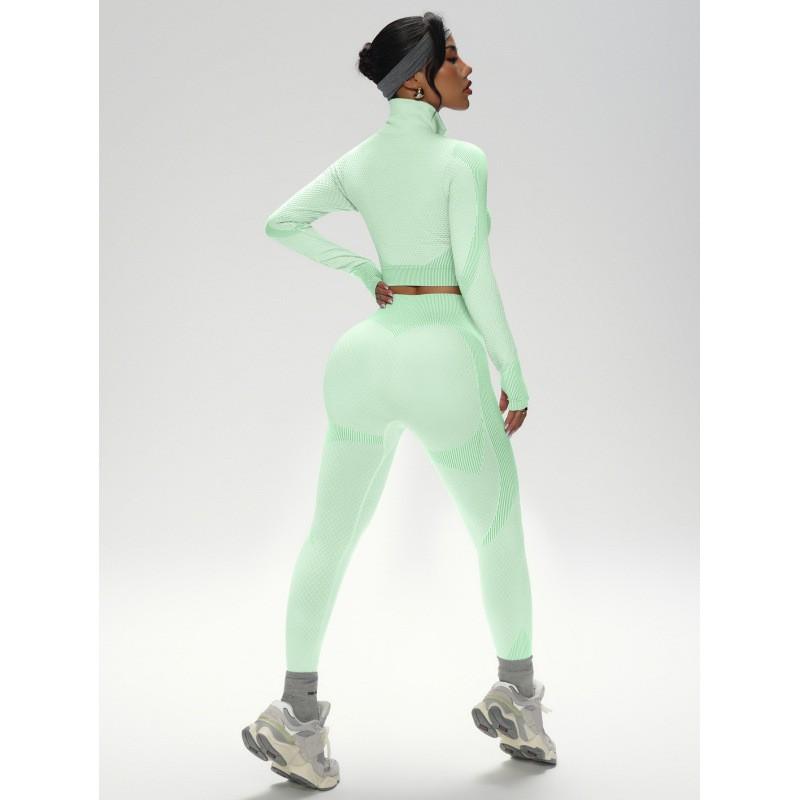 JYL Seamless Quick Dry Long Sleeve Pants Plus Size Yoga Set