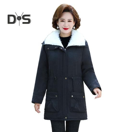 

Зимняя женская куртка из утолщенного плюша с отложным воротником, длинными рукавами, эластичным поясом, карманами, застежкой-молнией, пальто средней длины, ветрозащитное теплое пальто S чёрный