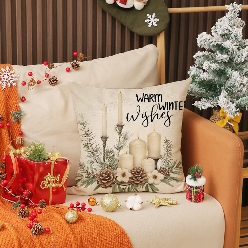 Christmas Decoration Pillow Cover Indoor Home Seat Cushion Bedroom Bedside Pillow Cover Linen Pillow