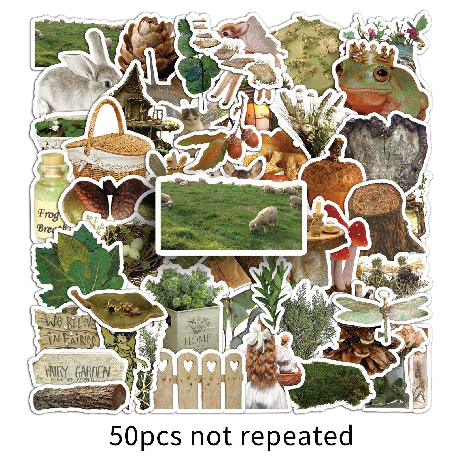 50 Waterproof Retro Forest Scenery Decorative Stickers for DIY: Perfect for Fridge & Earphones