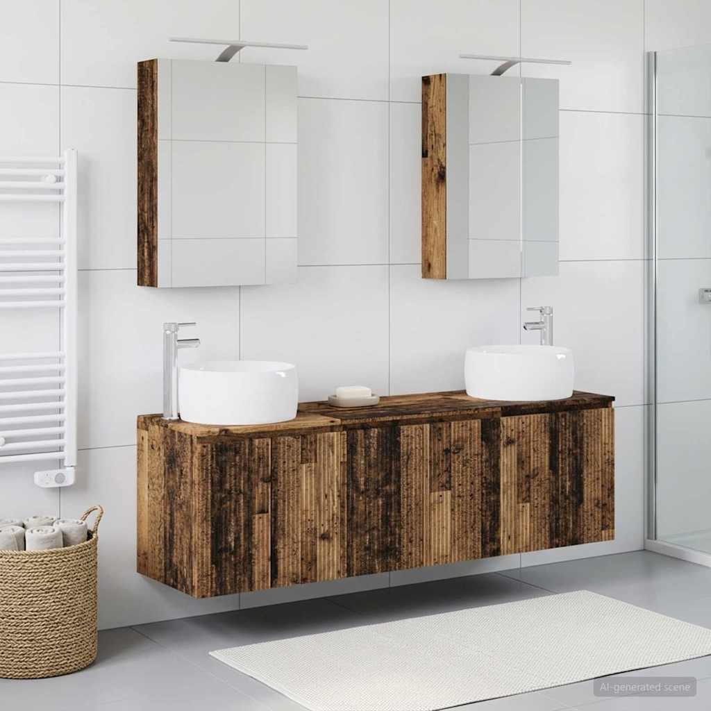 Bathroom Cabinet Set 5 pcs Reclaimed Wood Effect Wood Based Material