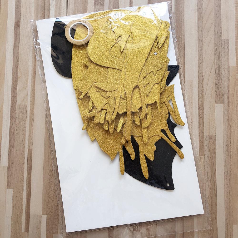 Halloween Glitter Paper Latte Flower Halloween Black Bat Flag Banner Custom Glitter Flag