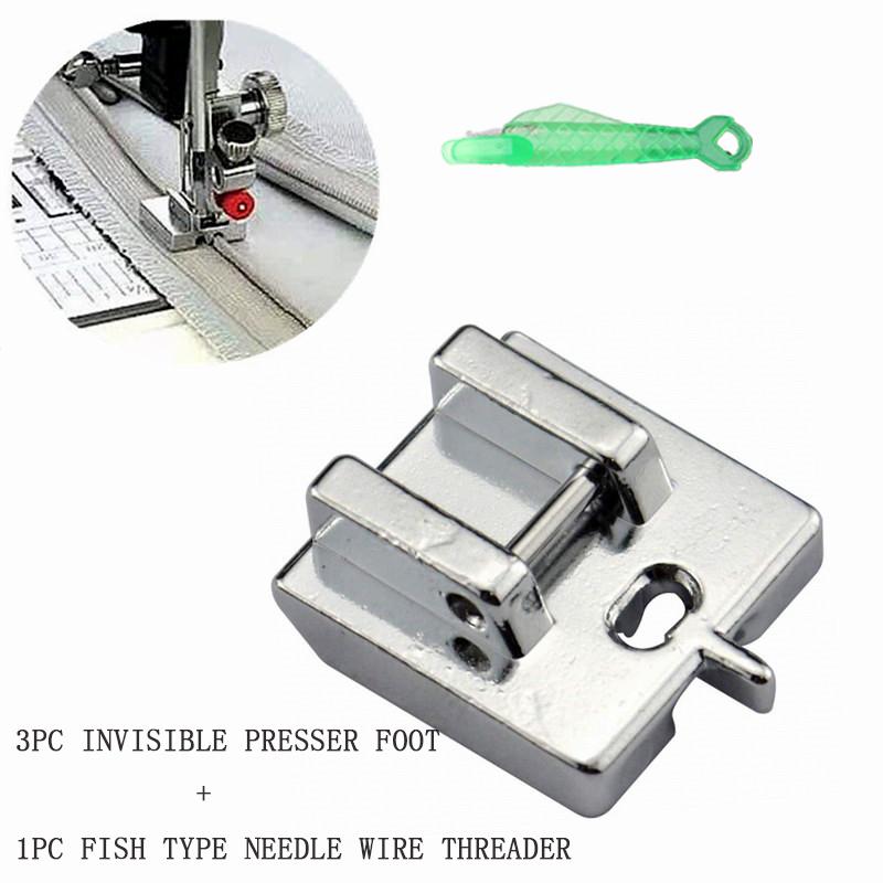 

Швейная машина, невидимая прижимная лапка для молнии, бытовая швейная машина Singer, легкая защелкивающаяся невидимая регулируемая прижимная лапка 3pc presser foot 1pc eedle Wire Threader