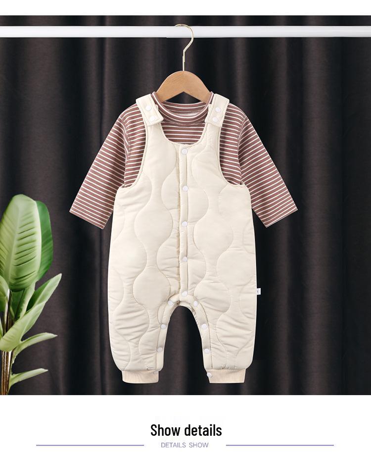 Pikowany kombinezon niemowlęcy: Ciepłe kombinezony jesienno-zimowe z rozpięciem w kroku