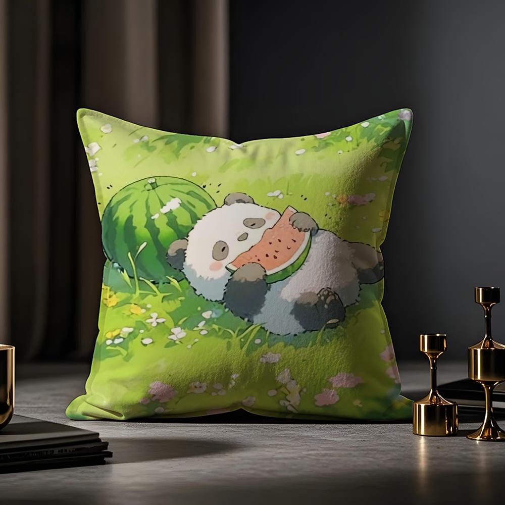 Cartoon Drawing Animal Cushion Cover Anti-dustmite Pillowcase Invisible Zipper Silky Short Plush Sofa Cushion Cover