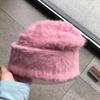 Modische Kaninchenfell-Mützen für Damen Weiche Warme Flauschige Wintermütze für Damen Winddichte Bonnet-Mütze Pile Beanies Mütze