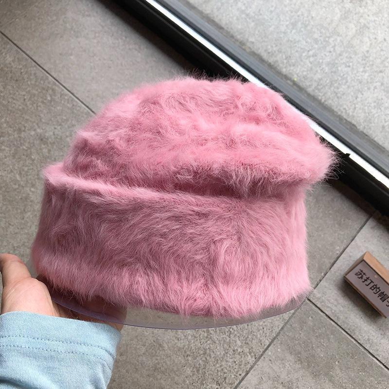 Modische Kaninchenfell-Mützen für Damen Weiche Warme Flauschige Wintermütze für Damen Winddichte Bonnet-Mütze Pile Beanies Mütze