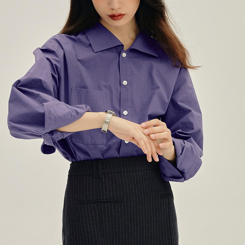 

Фиолетовая рубашка из хлопкового твила с небольшим квадратным воротником Extra Large фиолетовый