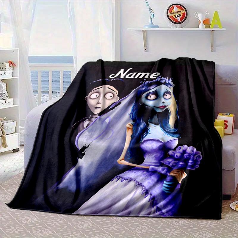Benutzerdefinierter Name Corpse Bride Kunstdecke Bett Sofa Decke Flanelldecke für Camping, Wandern, Picknick Zubehör, Geschenk für Familie und Freunde