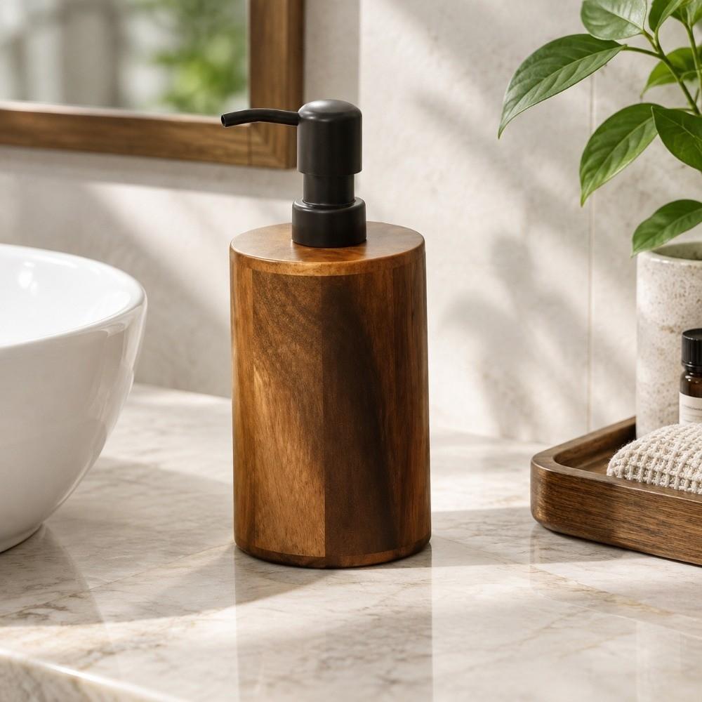 Press Type Shampoo Container Wood Shower Gel Bottle Hand Sanitizer Bottle Home