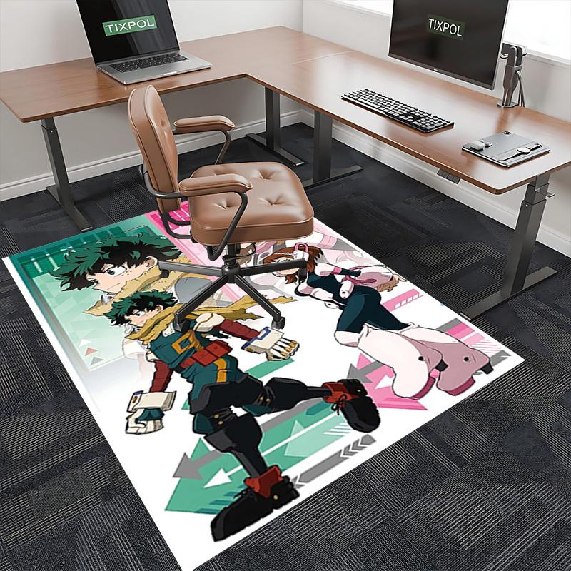 1pc My Hero Academia Gravity Chair Mat - Anime Cartoon Design Office Desk Pad, Non-Slip Carpet for Home Decor, Living Room, Bedroom, Game Room, Birthd
