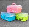 Portable Three-Layer Art Supplies Storage Box for Students and Artists