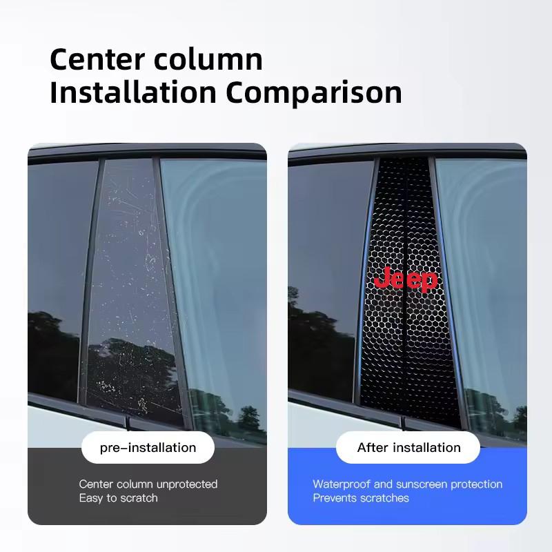 2Pcs Car B-pillar Sticker for Jeep Grand Cherokee Wrangler JK Gladiator Compass Renegade Door Center Pillar Anti-Scratch Decals ALX1