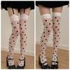 Calze Lunga Coscia Stile Giapponese Dolce Lolita Pois Bianche Sottili Leggermente Trasparenti Calze Autoreggenti Calze Sopra il Ginocchio da Donna