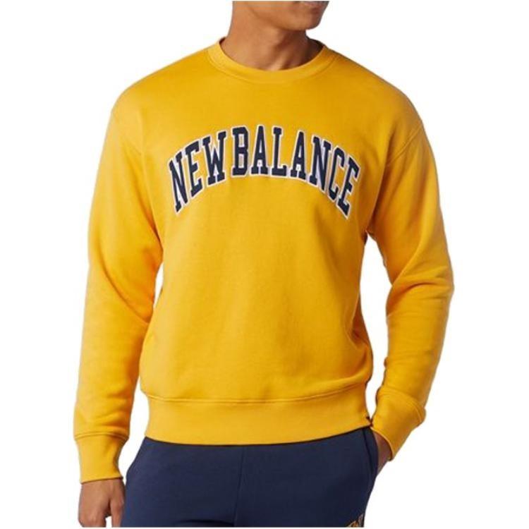 New Balance Sweatshirts Men's Yellow Crew Neck Moderate Regular MT03515-ASE