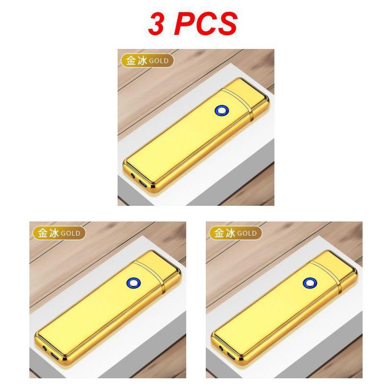 New Metal USB Rechargeable Windproof Lighter Lighter Gas Electric Butane Rechargeable Pipe Cigar Lighter Accessories