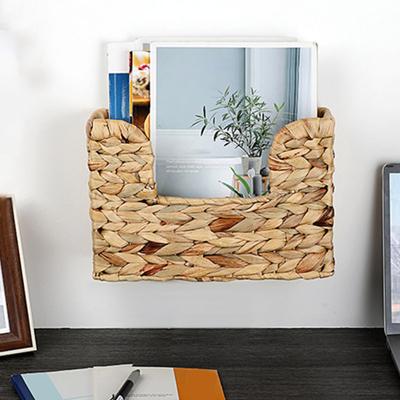 Cesto Intrecciato a Mano in Giacinto d'Acqua Organizzatore da Parete per Riviste Libri File Giornali Cesto Rustico in Rattan con Manico Singolo per Ingresso Bagno