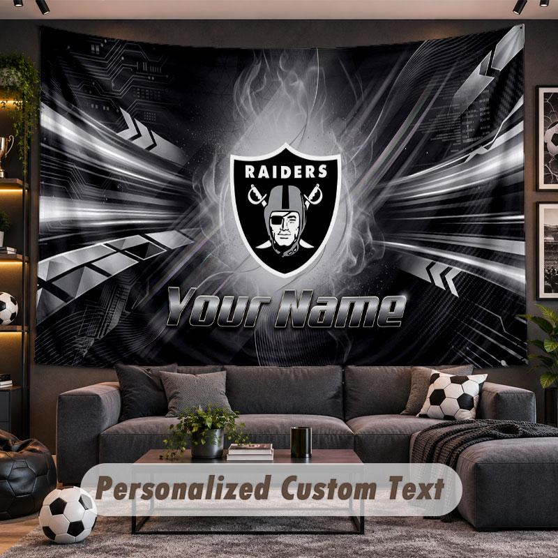 Wall Hanging Tapestry Custom NameLas Vegas Raiders Pattern Personalized Printed Fabric Wall Decor