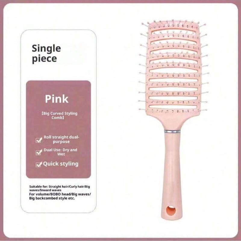 

Comb curling comb back hair styling artifact long hair curly massage large curved comb розовый