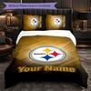Pittsburgh Steelers Customized Name Text Bedding Set, 1 Duvet Cover & 2 Pillowcases Personalized Bedroom Gift