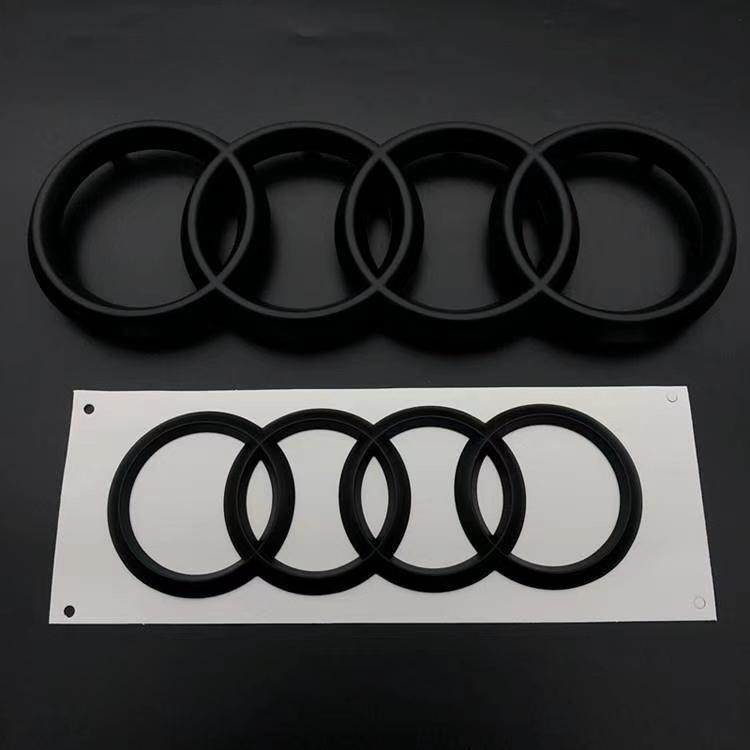 B A3 A4 A5 A6 A7 Q2 Q3 Q5 Q8 TT Black/Silver 4 Ring ABS Car Hood Front Bonnet Grill Rear Trunk Emblem Logo Badge Sticker
