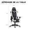 Fauteuil De Bureau - Gamer - Réglable - Repose-pieds - Coussin De Tête - Coussin Lombaire - Blanc