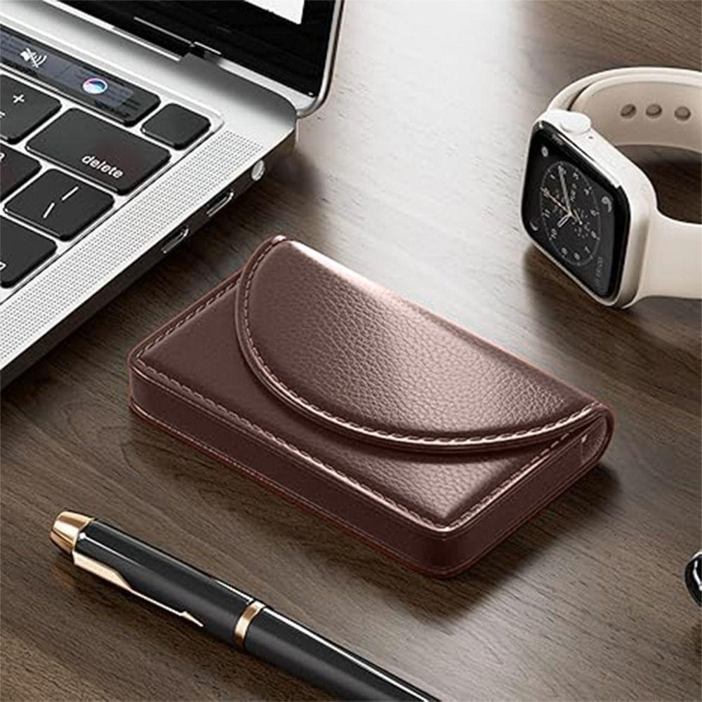 Magnetic Buckle Business Card Holder High Quality ID Card Holder Fashion PU Leather Card Case  Gift