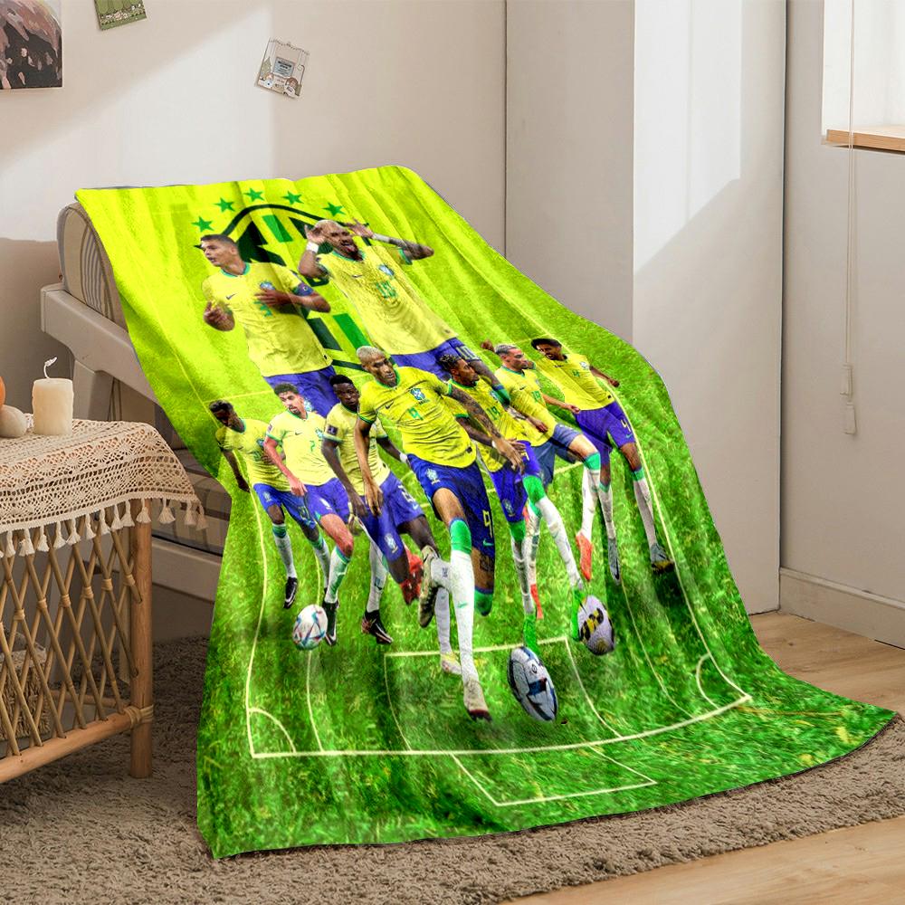 Brazil Football Team Designed Flannel blanket for bedroom, living room, sofa, and nap