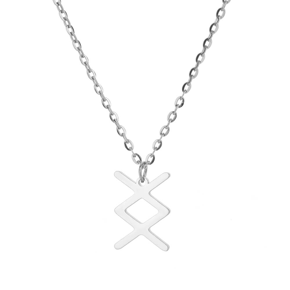 Viking Rune Layering Necklace for Women Stainless Steel Norse Runic Pendants Necklaces Feminine Delicate Minimalist Zircon Gift