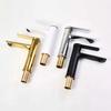 Custom Zinc-Alloy Single Hole Single Handle Ceramic Sink Basin Faucet Mixer Gold Wash Modern Design White Bathroom