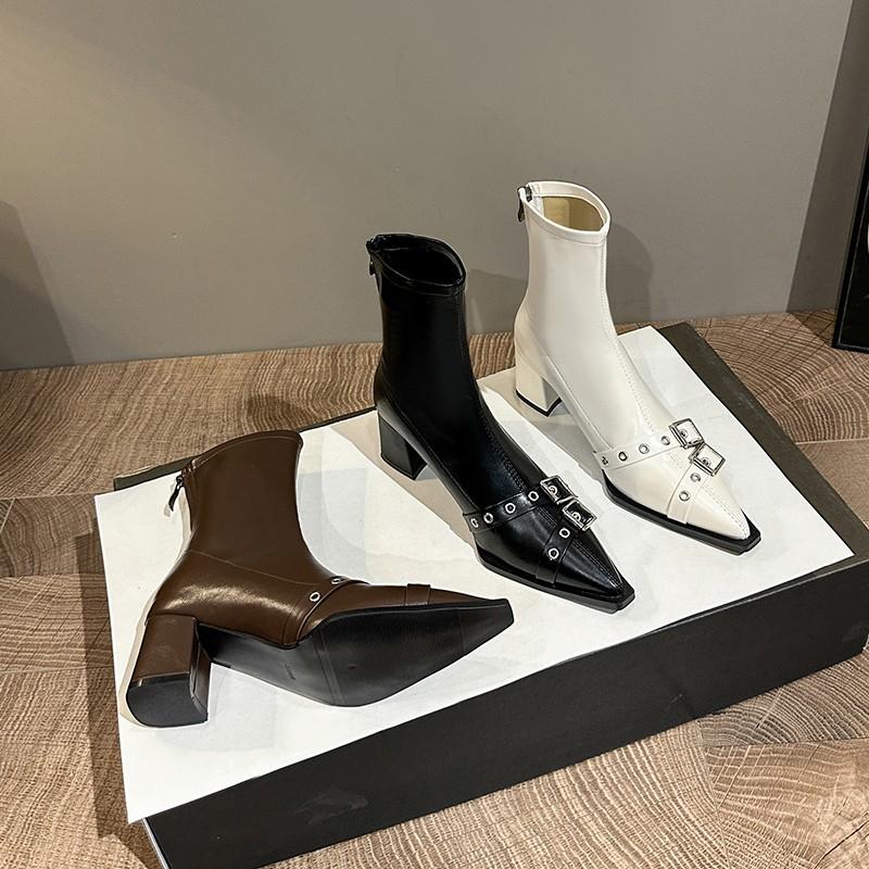 Ankle High Heels Women Chelsea Boots Sexy Pointed Toe Designer Shoes New Brand Winter  Shoes Dress Gladiator Lady Chaussures